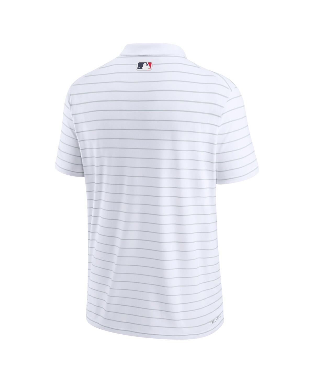 Nike Men's  White Los Angeles Angels Authentic Collection Victory Striped Performance Polo Shirt In White