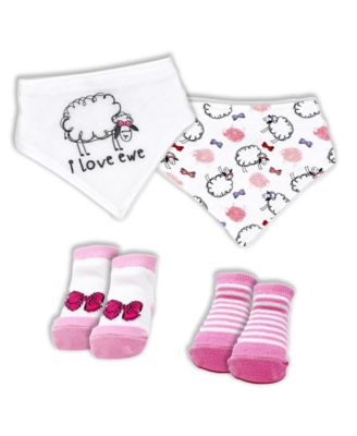 Baby Girls Minky Blanket, Bibs and Socks, 5 Piece Set