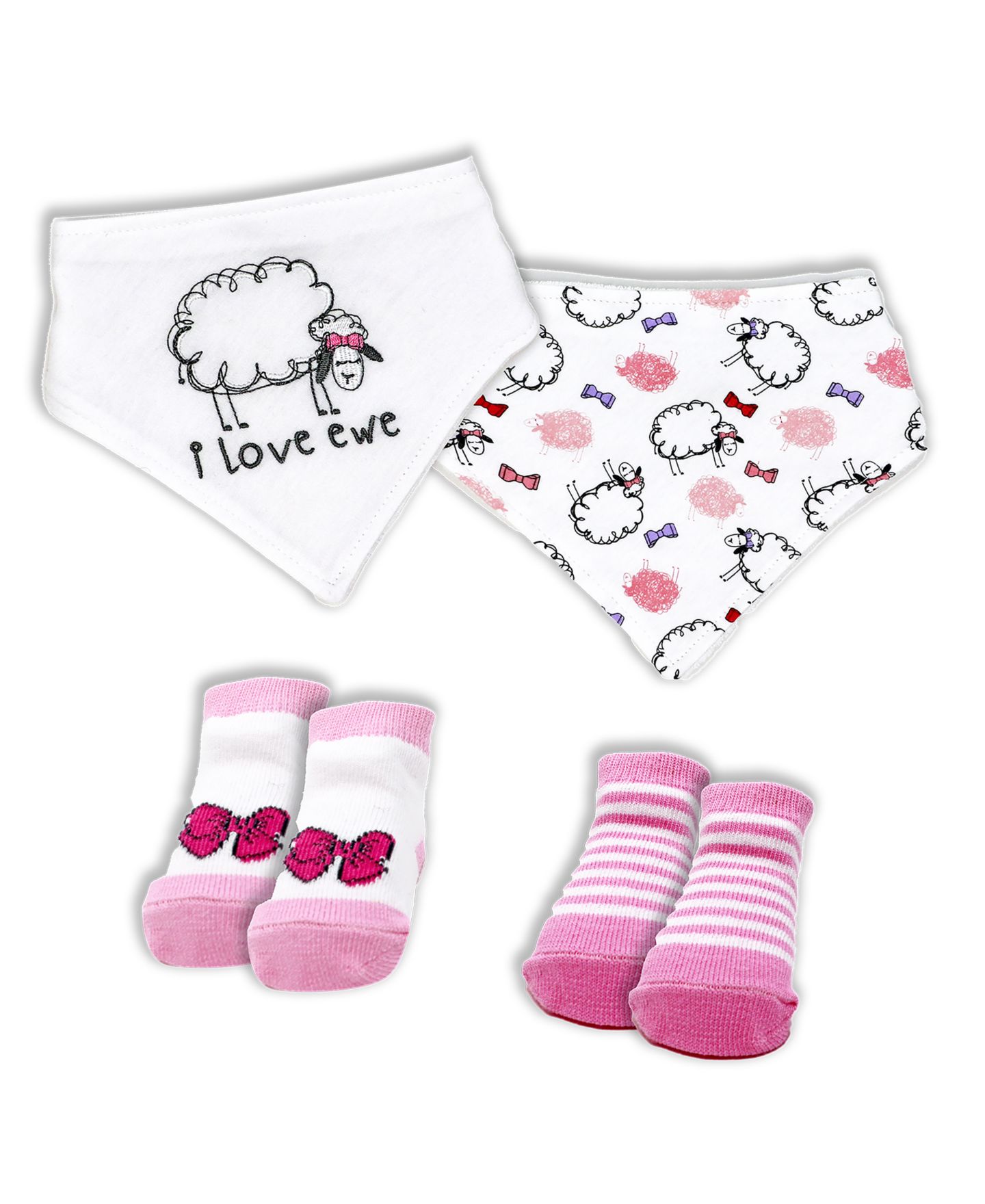 Комплекты Baby Mode Minky Blanket, Bibs and Socks, 5 Piece Set для девочек-малышей, цвет: Фуксия — фото 3