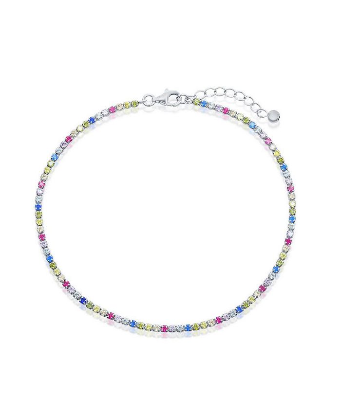 Simona Sterling Silver MultiColor CZ Tennis Anklet Macy's