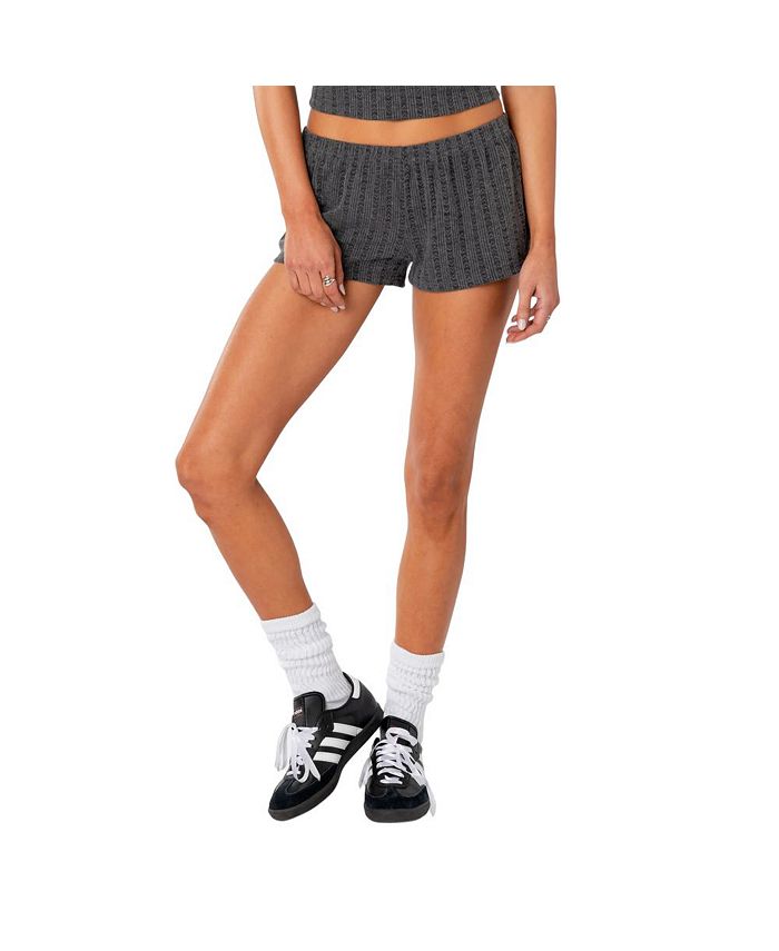 Edikted Women's Irene Low Rise Pointelle Micro Shorts - Macy's