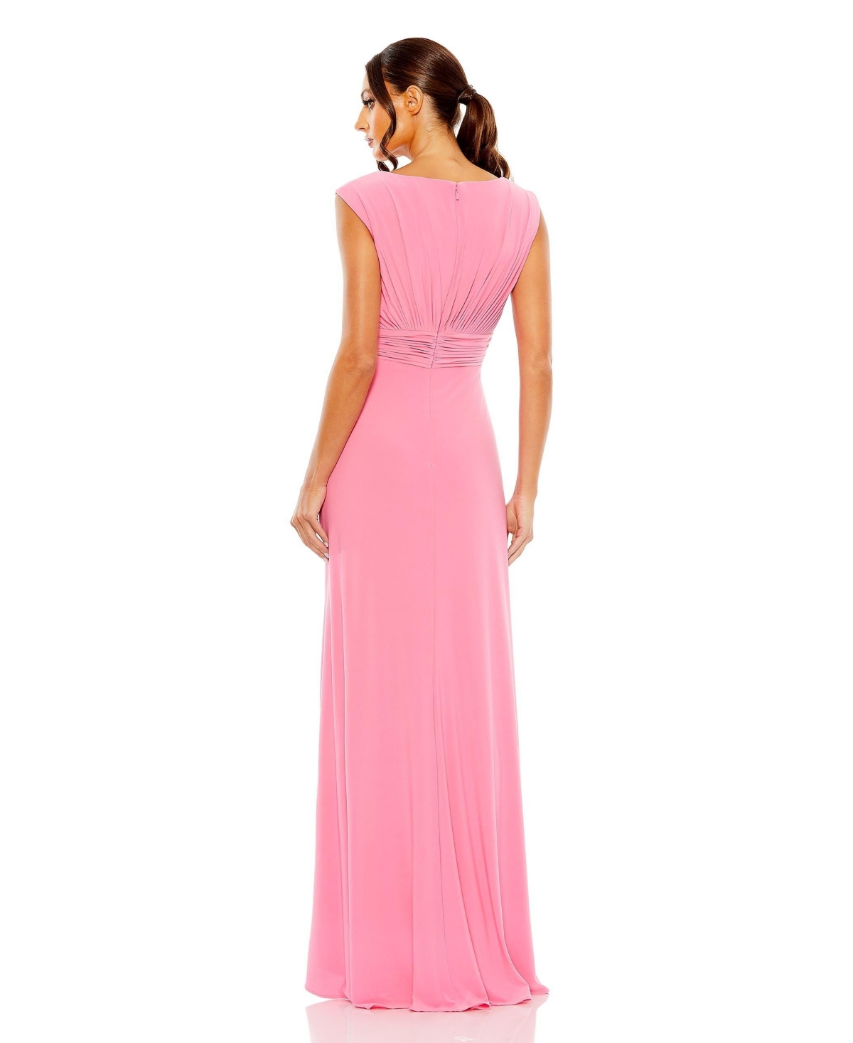 Mac Duggal Women's Ieena Sleeveless Side Ruched Slit Gown