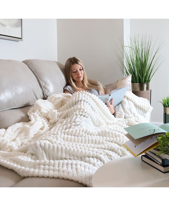 Macy's Nestl Cut Plush Lightweight Super Soft Luxury Bed Throw Blanket