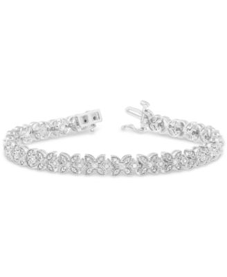 Macy's - Diamond Flower Link Bracelet (1/2 ct. t.w.) in Sterling Silver