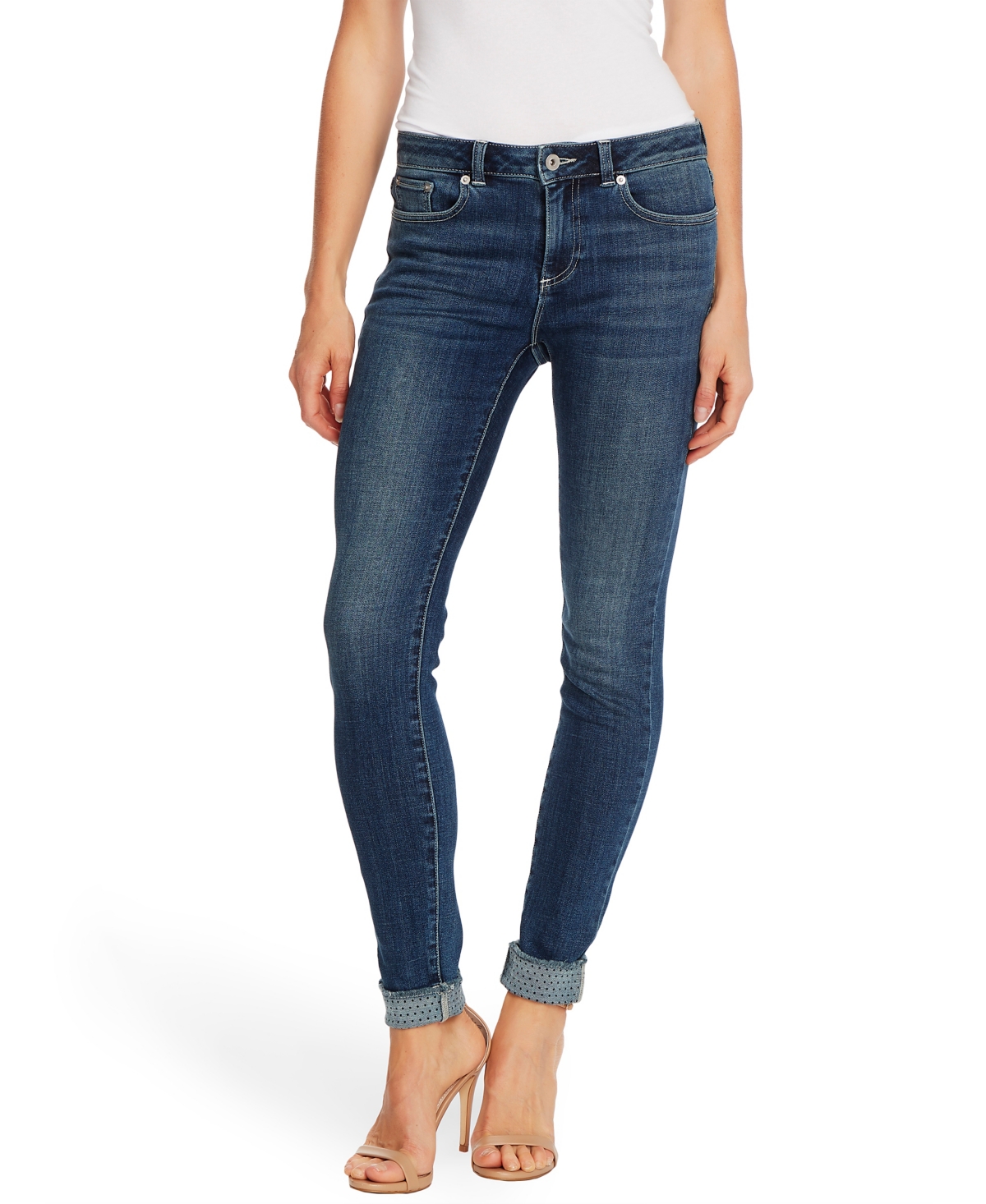 CeCe Women's Floral-Embellished Mid-Rise Skinny Jeans | Smart Closet