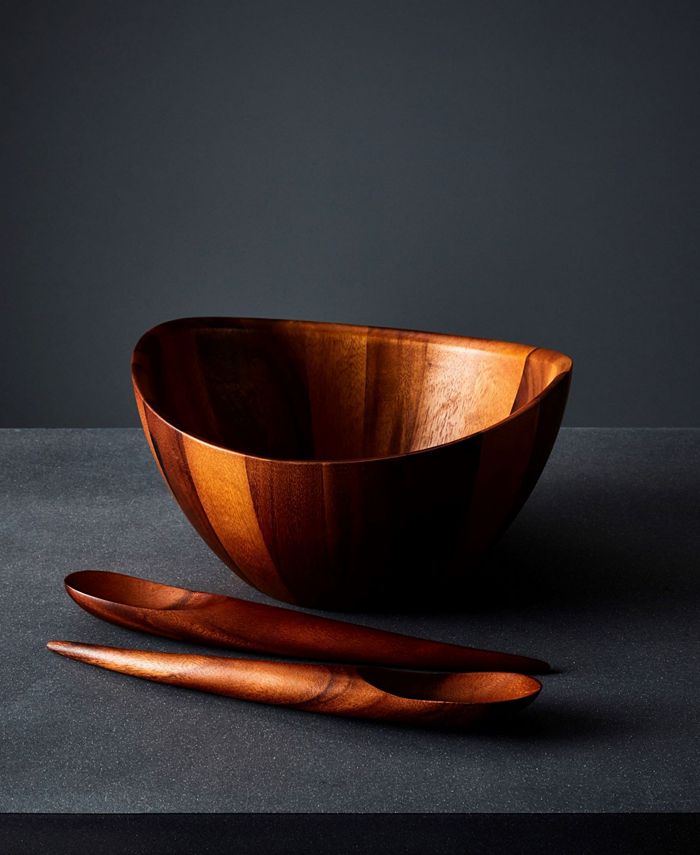 Nambé Nambe Harmony 3 Piece Wood Salad Bowl and Servers Set Macy's
