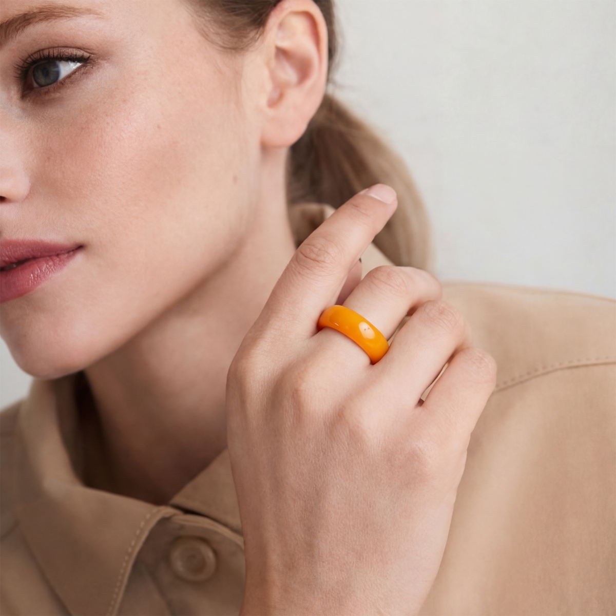 Mandarin — Orange jade stone ring