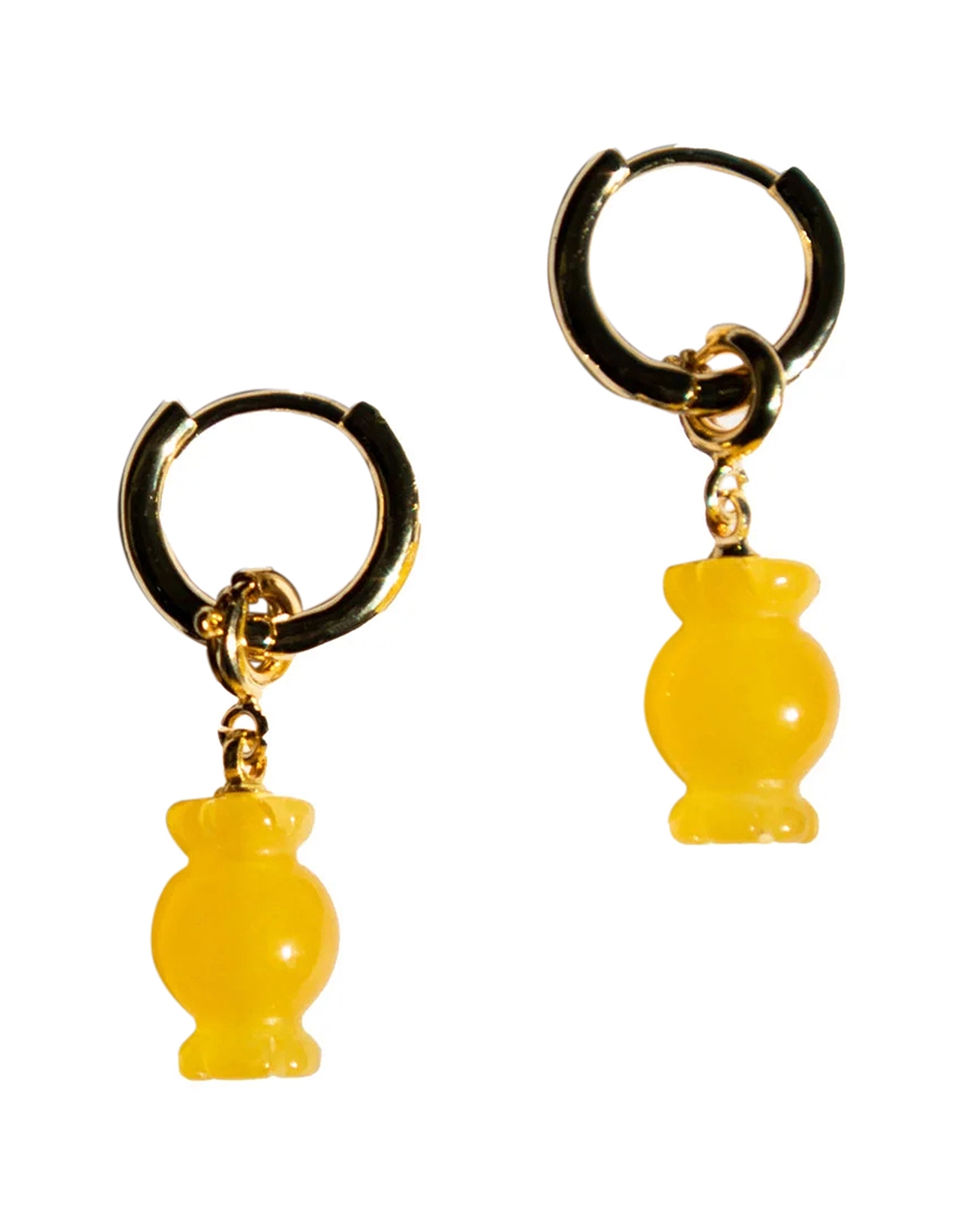 Bonbon &#x2014; Jade stone charm earrings - Yellow