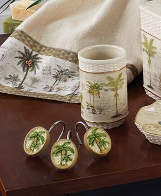 Colony Palm Tree Textured Ceramic 12-Pc. Shower Curtain Hooks