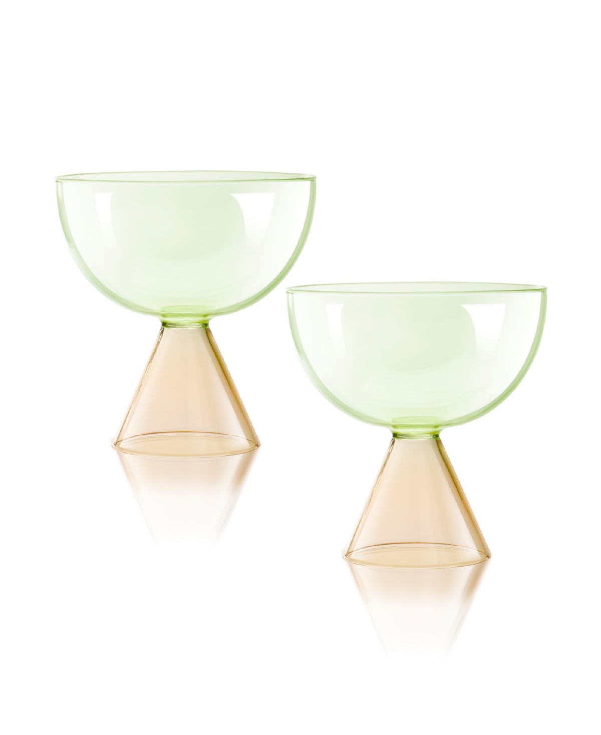 Qualia Glass Venice 18 oz Coupe, Dessert Glasses, Set Of 2 In Peach,green