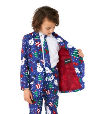 Big Boys Christmas Snowman Button Closure Suit Set