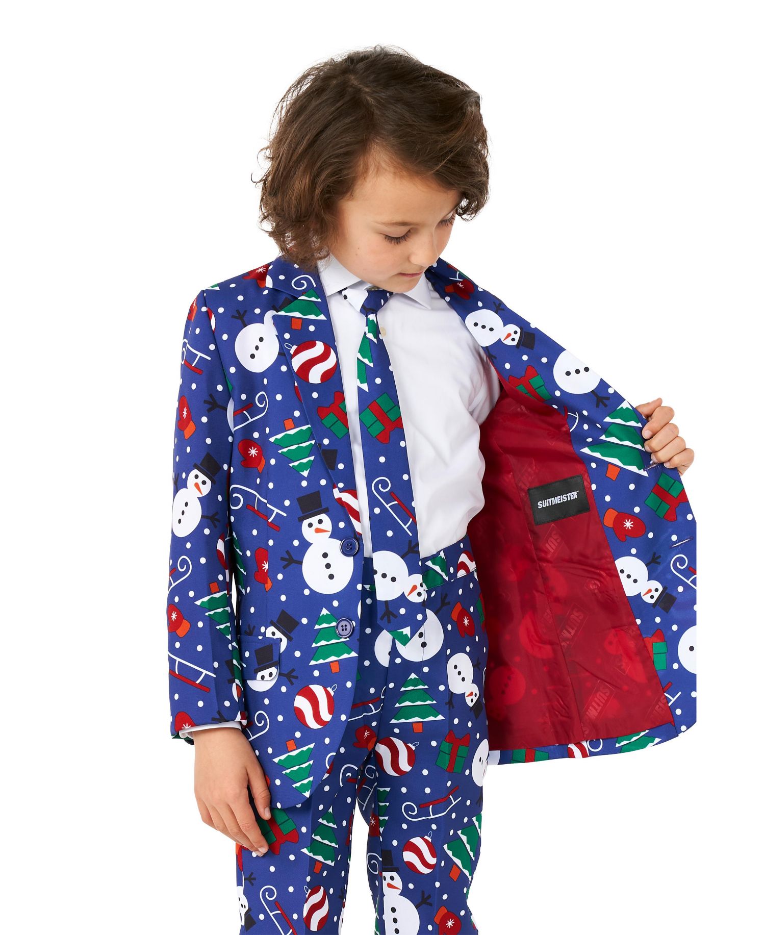 Big Boys Christmas Snowman Button Closure Suit Set