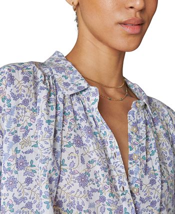 Lucky Brand Women's Floral-Print Dolman-Sleeve Popover Shirt - Macy's