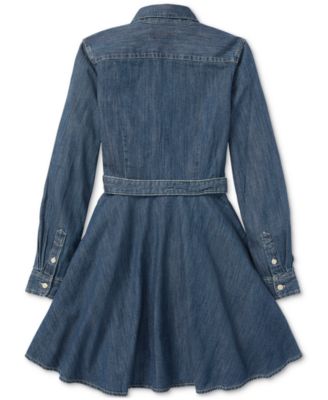 Big Girls Belted Denim Cotton Shirtdress