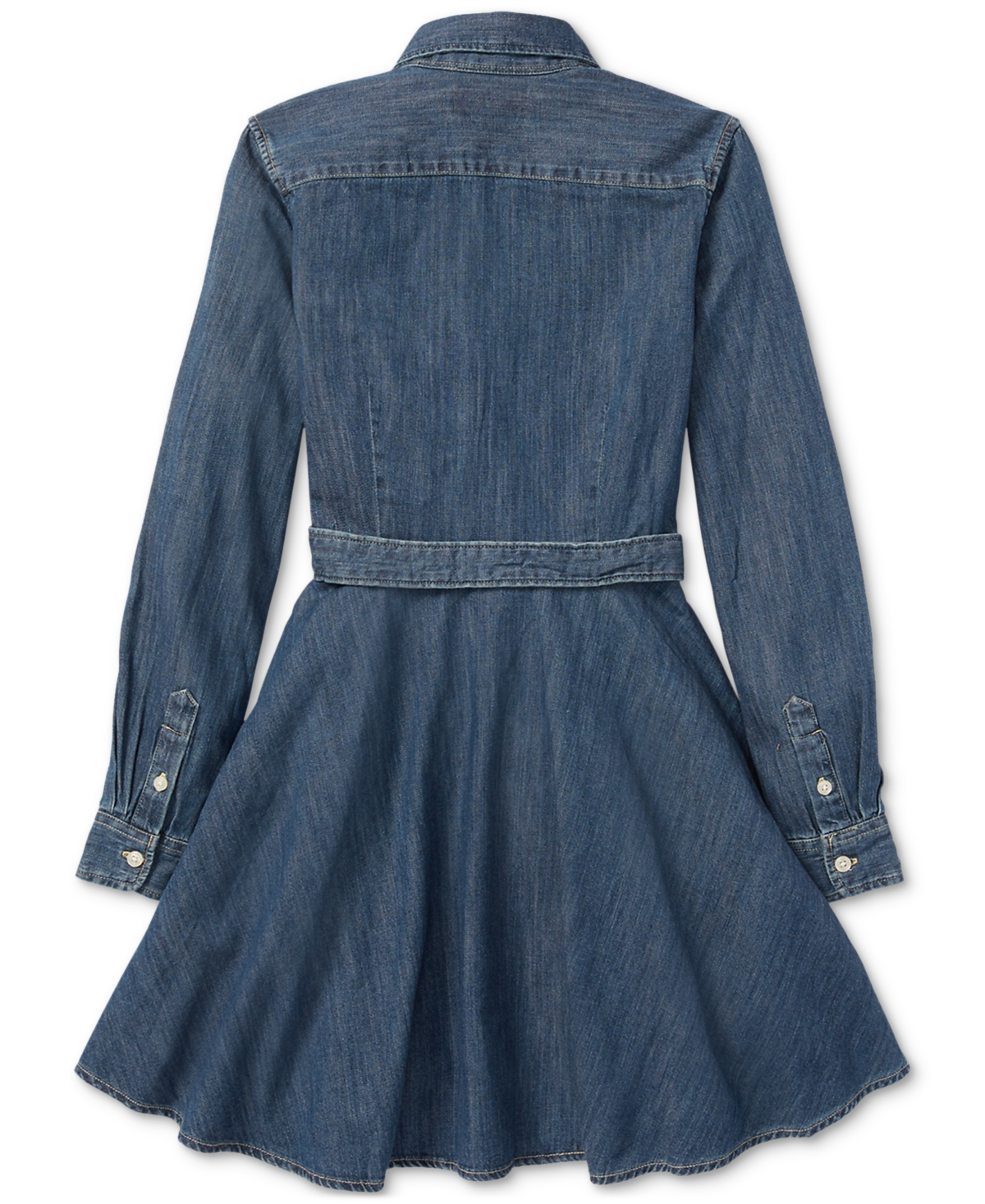 Polo Ralph Lauren Big Girls Belted Denim Cotton Shirtdress