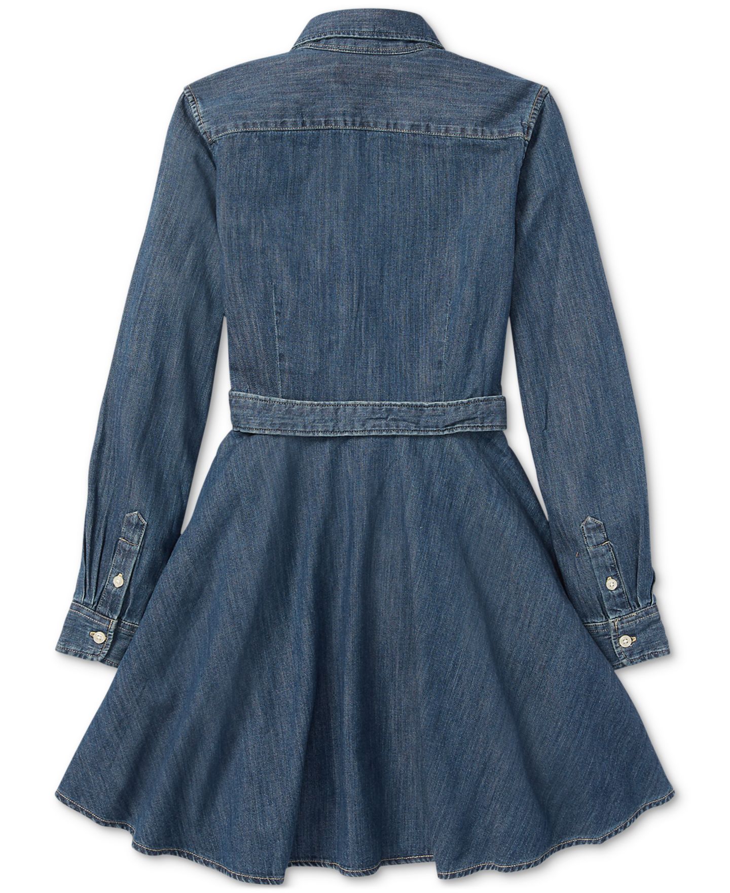 Платье Polo Ralph Lauren Belted Cotton Chino Shirtdress для девочек, цвет: Индиго — фото 4