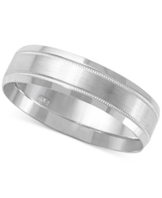Macy's - Men's Textured & Smooth Finish Band in 14k White Gold