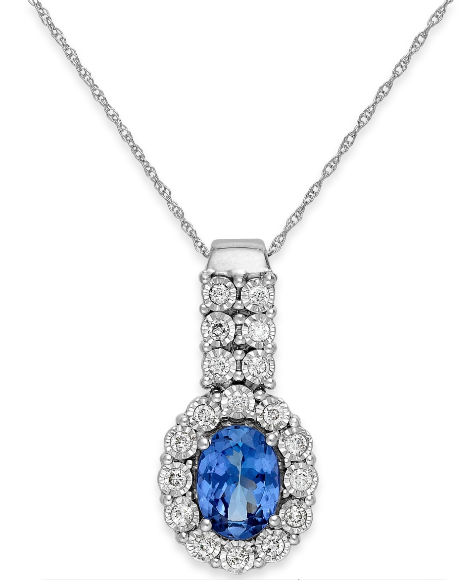 Tanzanite (1 1/5 ct. t.w.) and Diamond (1/4 ct. t.w.) Pendant Necklace