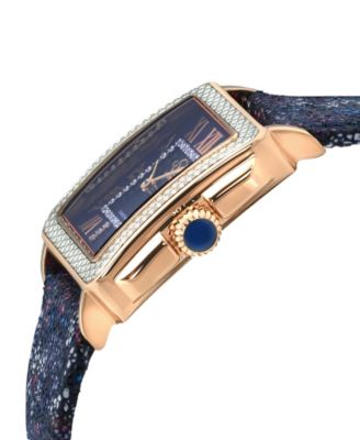 Women's Padova Swiss Quartz Floral Blue Leather Watch 30mm
