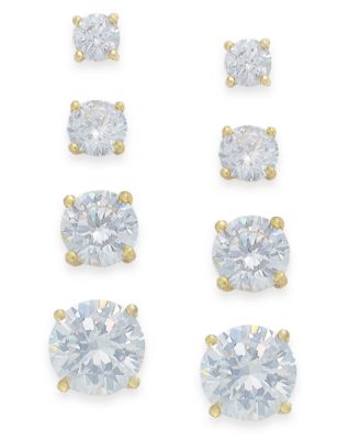Giani Bernini - Cubic Zirconia Stud Set in 18k Gold over Sterling Silver