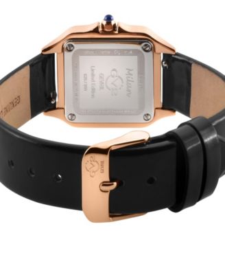 Women's Milan Swiss Quartz Black Leather Watch 27.5mm