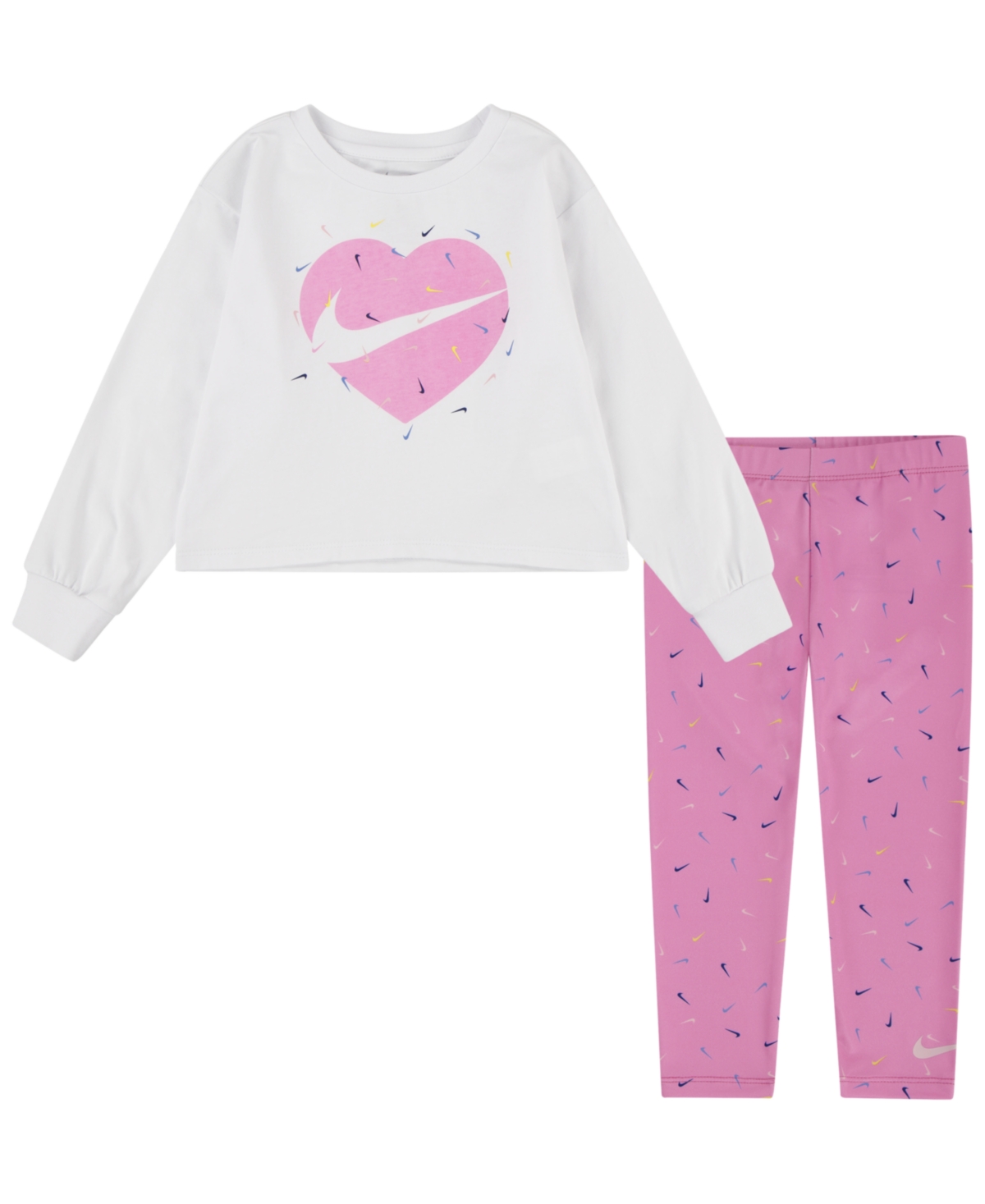 Nike Toddler Girls Long Sleeve T-shirt And Leggings, 2 Piece Set In Playful Pink