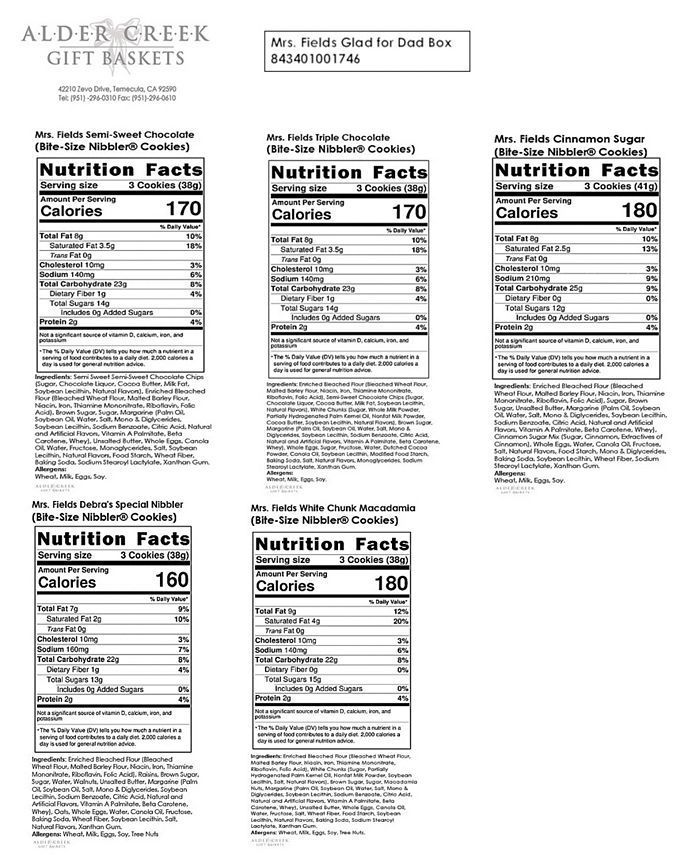 Alder Creek Gift Baskets Mrs. Fields Glad for Dad Box, 30 Piece Macy's