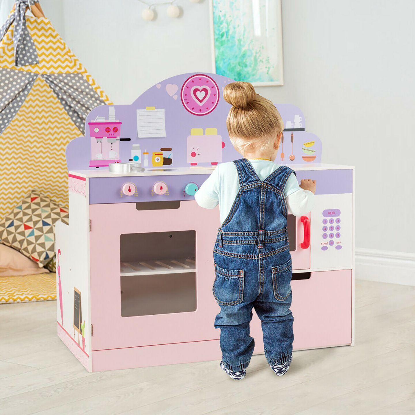 Детская игрушка Costway 2-in-1 Wooden Play Kitchen, от 3 лет — фото 2