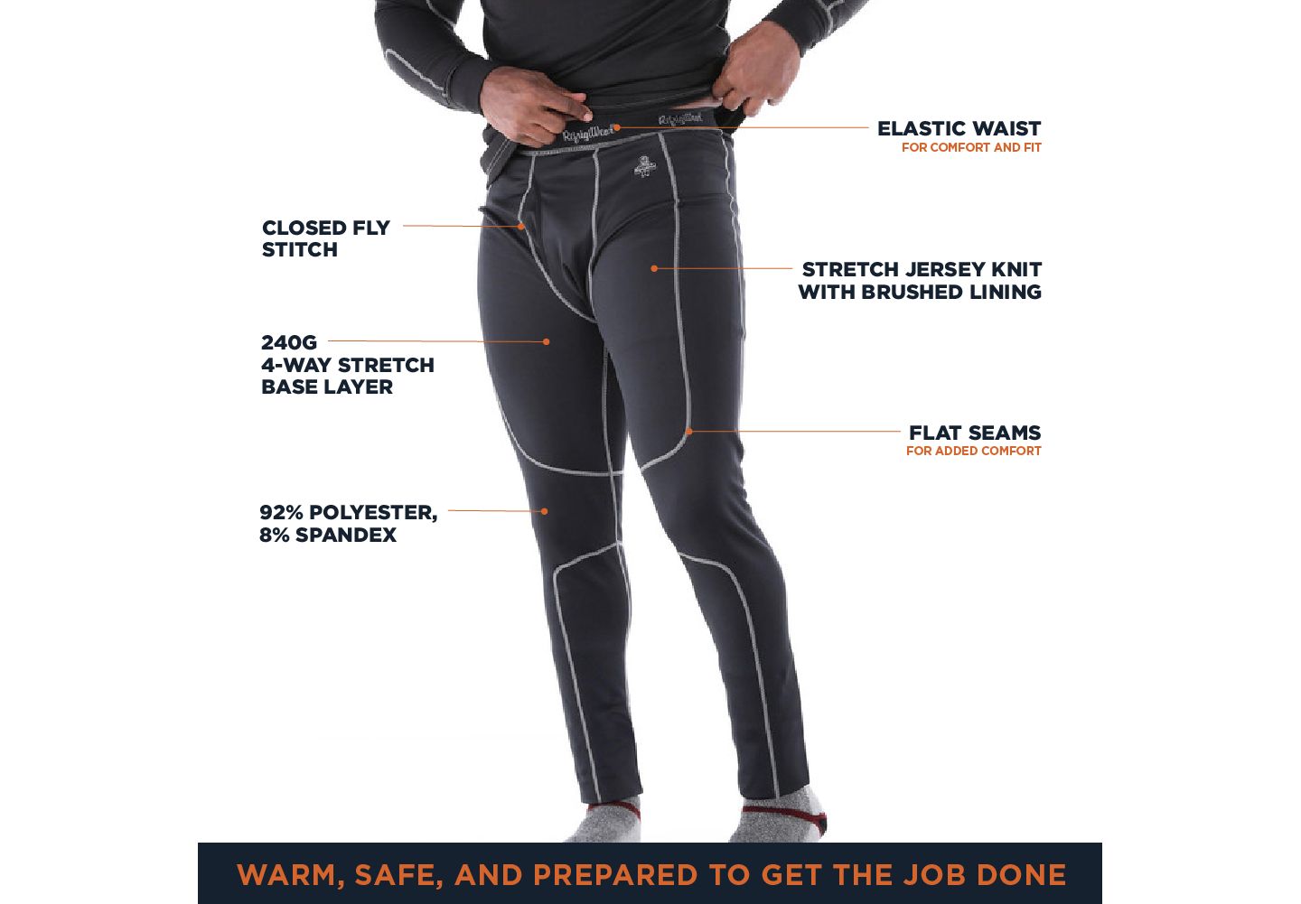 Мужские брюки RefrigiWear Heavyweight Stretch Knit Base-Layer Bottoms — фото 19