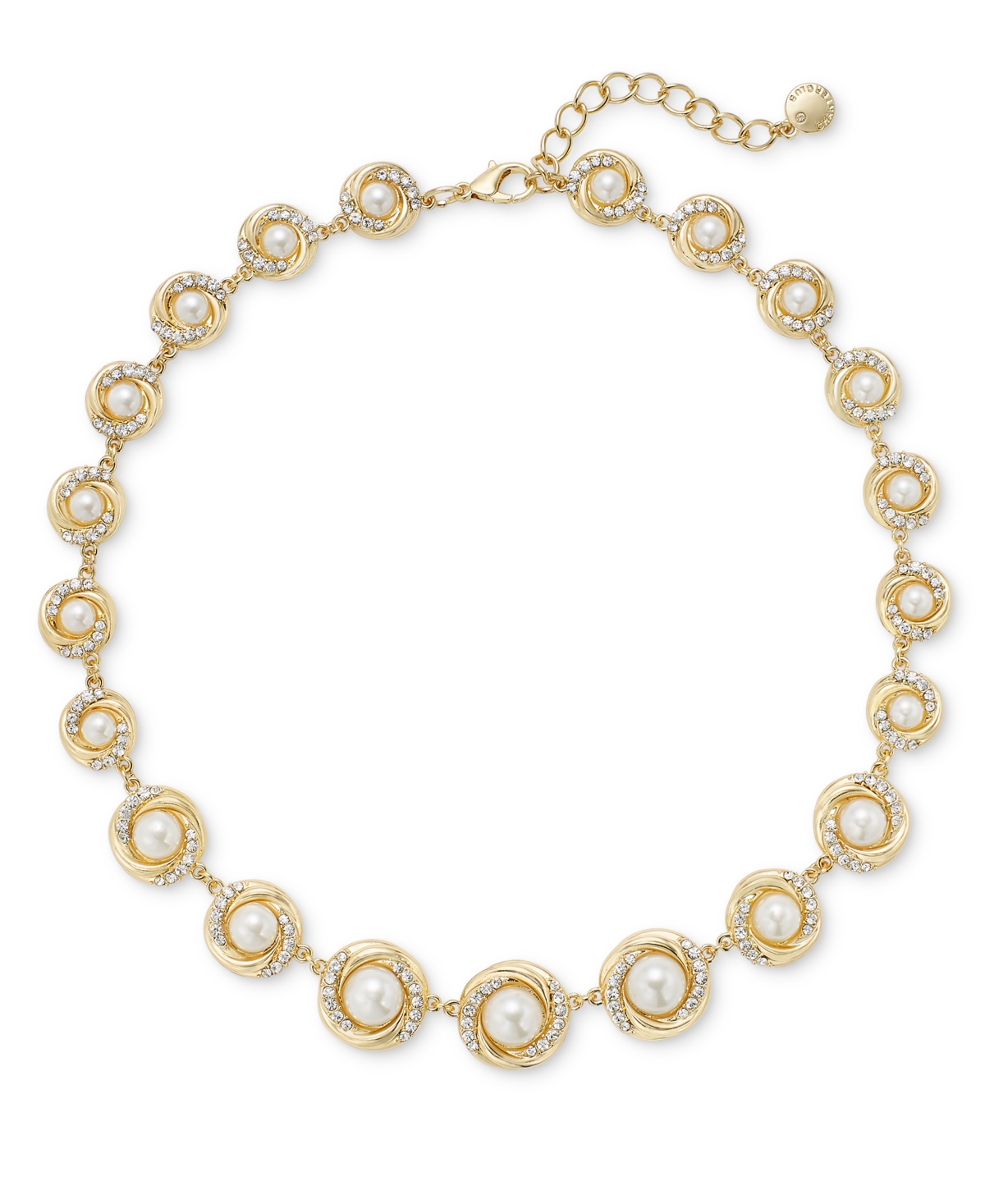 Gold-Tone Pave & Imitation Pearl All-Around Collar Necklace, 17"+ 2" extender, Created for Macy's - Gold