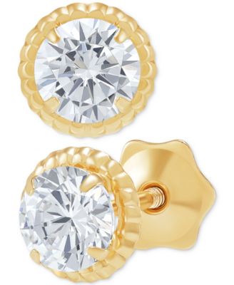 Children's Cubic Zirconia Screw Back Stud Earrings in 14k Gold