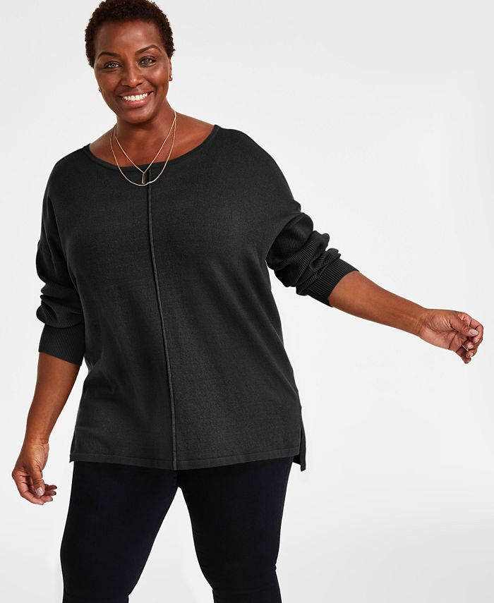 Style & Co Plus Size Front-Seam Tunic Sweater, Created for Macy's
