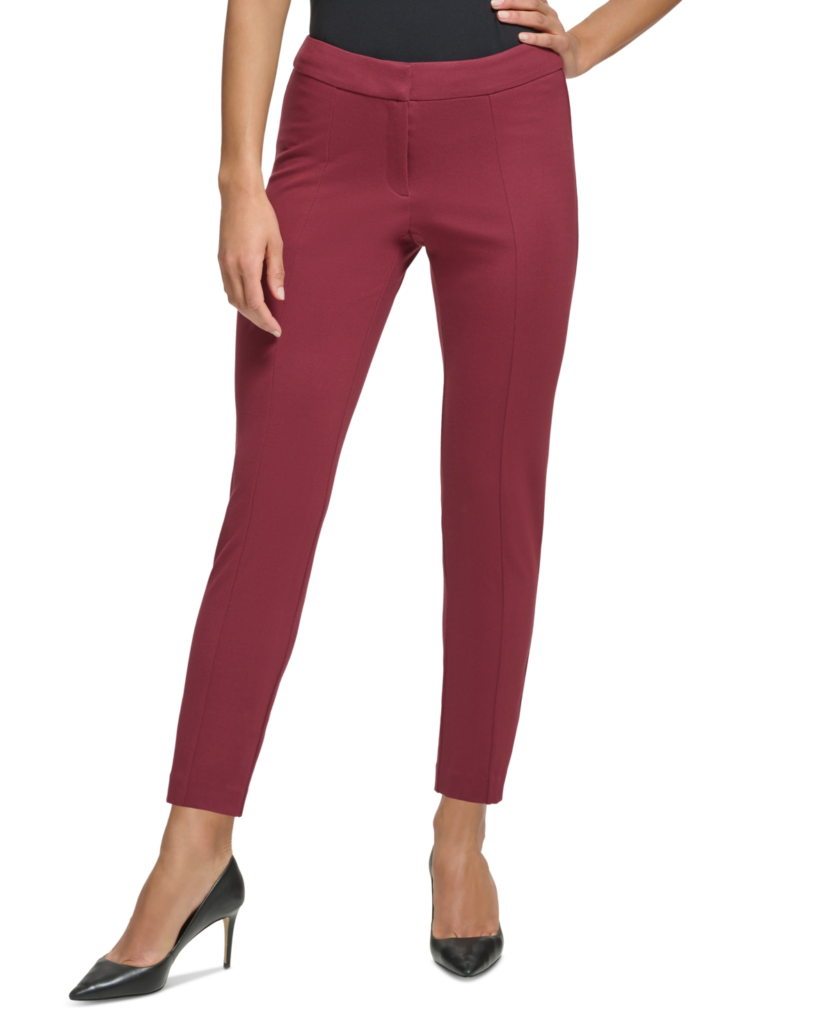 Dkny Petite High-rise Skinny Ankle Pants In Cabernet