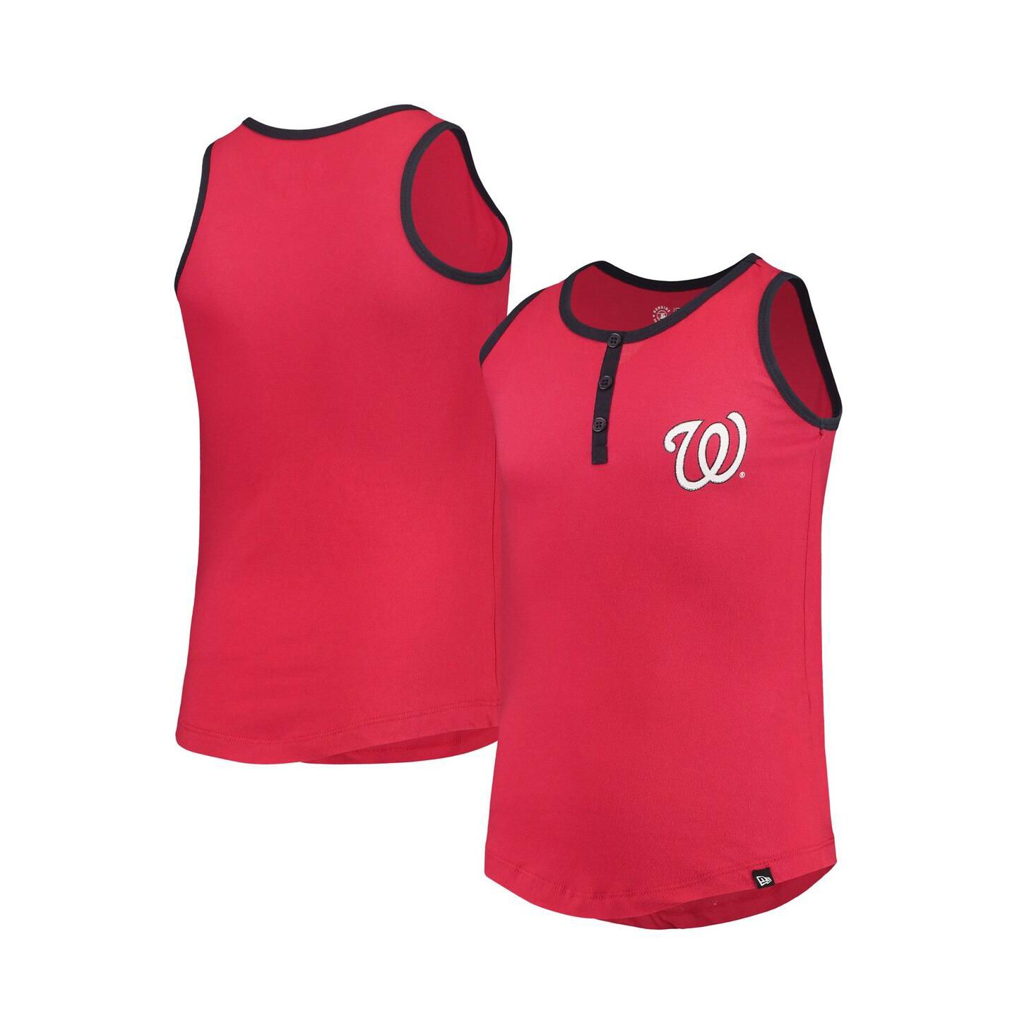 Топ New Era Red Washington Nationals Henley для девочек — фото 1