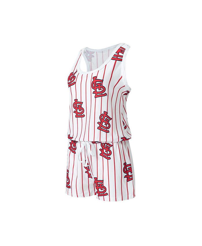 Concepts Sport Women's White St. Louis Cardinals Reel Pinstripe Knit Romper  - Macy's