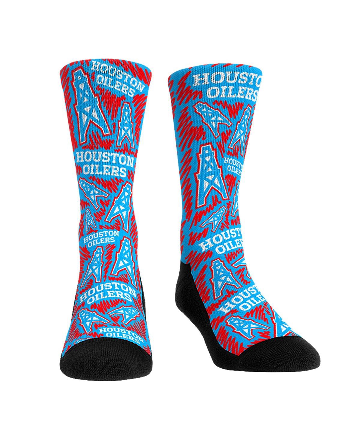 Men's and Women's Rock 'Em Socks Houston Oilers Gridiron Classics Throwback Logo Sketch Crew Socks - Multi