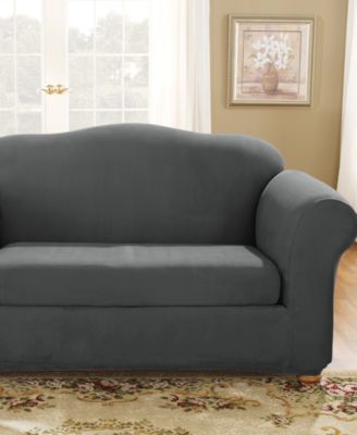 Sure Fit - Stretch Suade Box Cushion Loveseat