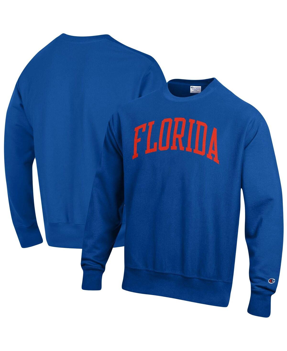 Shop Champion Men's  Royal Florida Gators Arch Reverse Weave Pullover Sweatshirt
