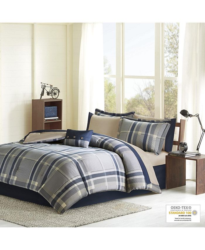 Gracie Mills Lirael Classic Plaid Brushed Microfiber Comforter Set with