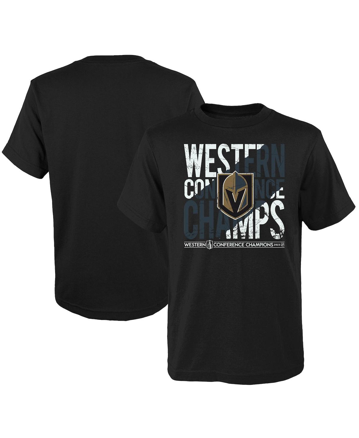 Fanatics Kids' Big Boys And Girls  Branded Black Vegas Golden Knights 2023 Western Conference Champions T-s