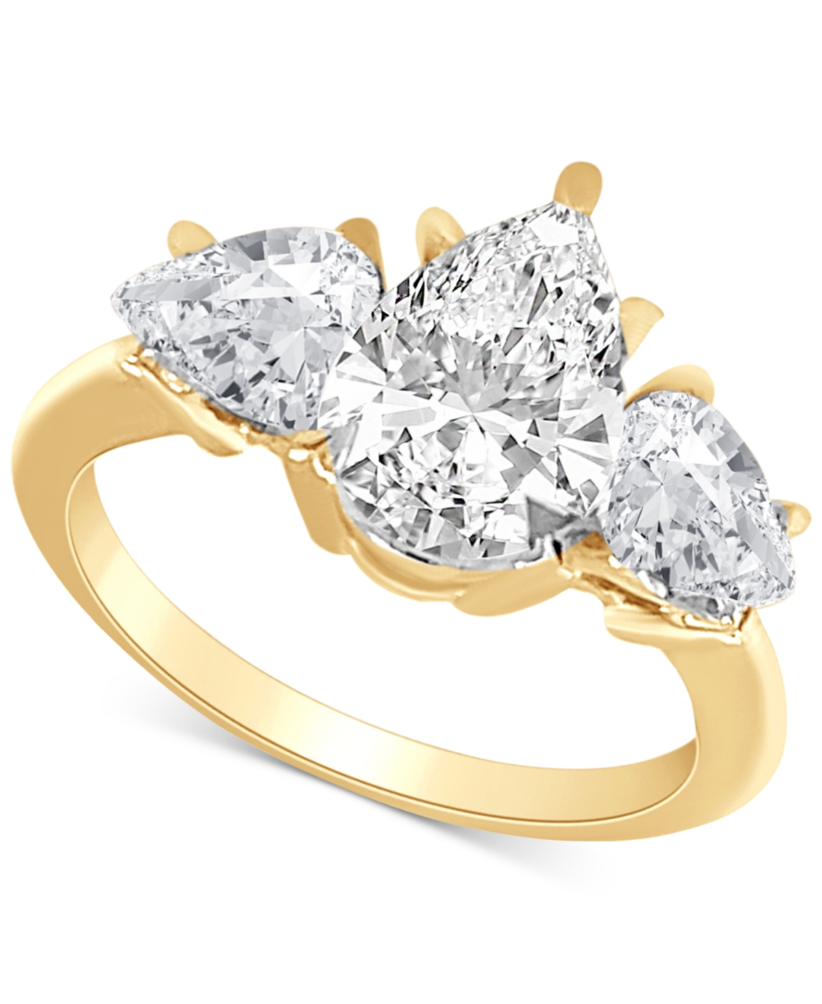 Certified Badgley Mischka Lab Grown Diamond Pear-Cut Three Stone Engagement Ring (4 ct. t.w.) in 14k Gold