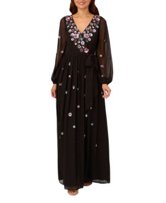 Adrianna Papell Women's Embellished V Neck Gown Blue Size 4 main image 0