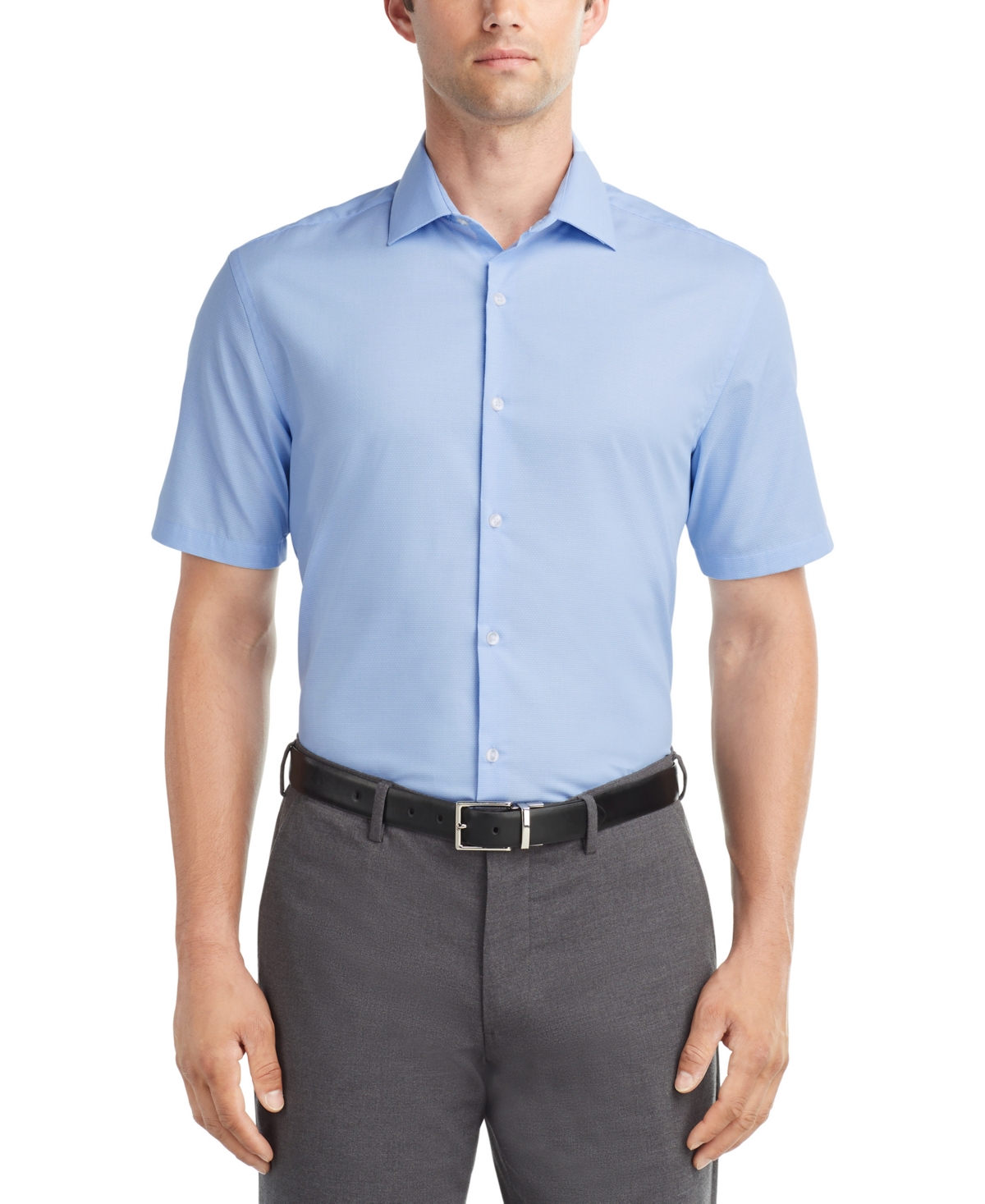 Men's Slim-Fit Flex Collar Short-Sleeve Dress Shirt - White