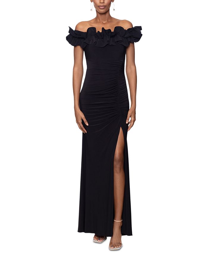 Macy's black off shop the shoulder dress