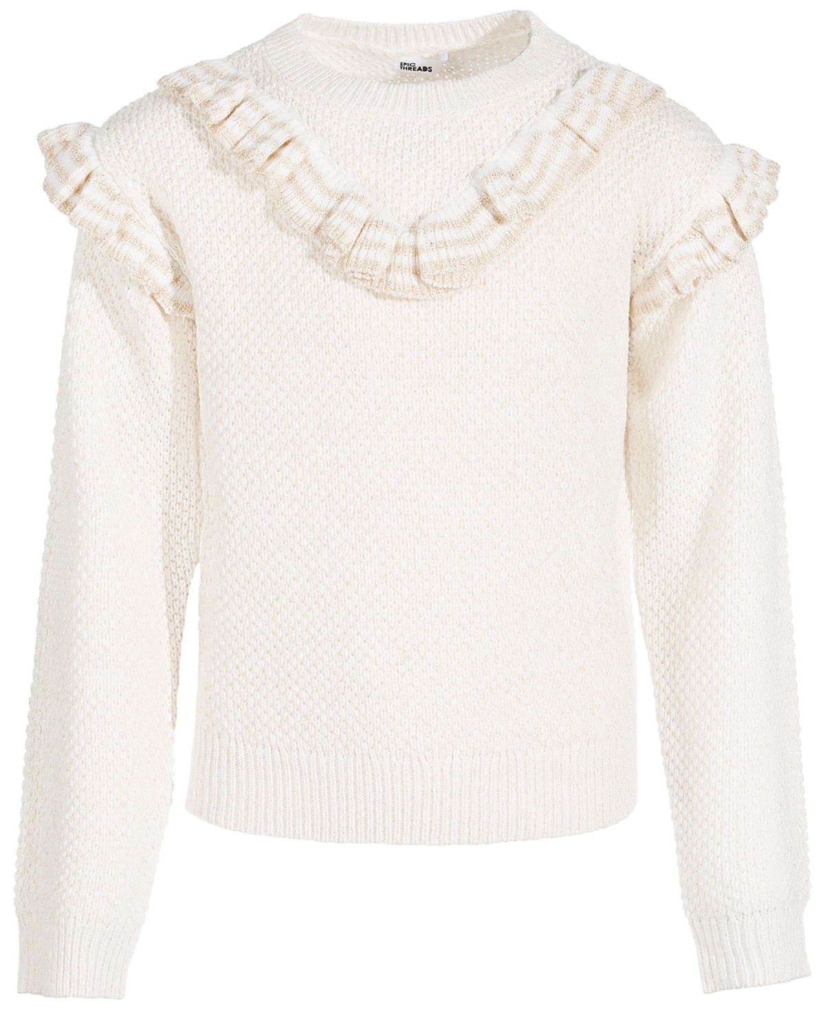 Epic Threads Kids' Toddler & Little Girls Double-ruffle Pullover Sweater, Created For Macy's In Angel White