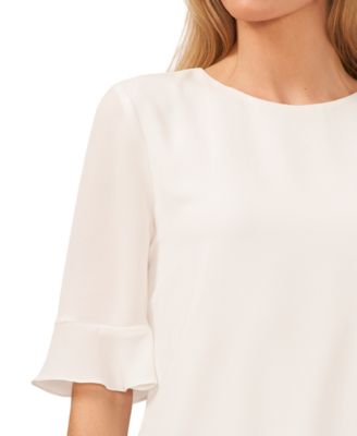 Women's Ruffled-Cuff 3/4-Sleeve Crew Neck Top