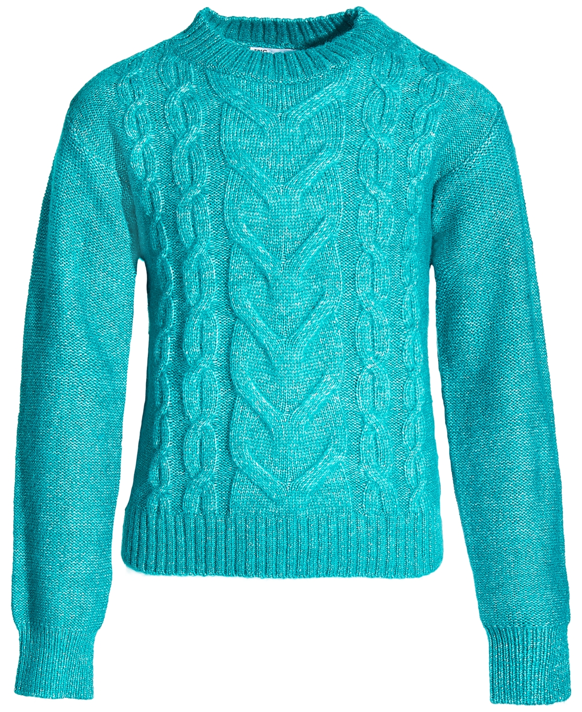 Epic Threads Kids' Big Girls Solid Cable-knit Crewneck Sweater, Created For Macy's In Ocean Pine
