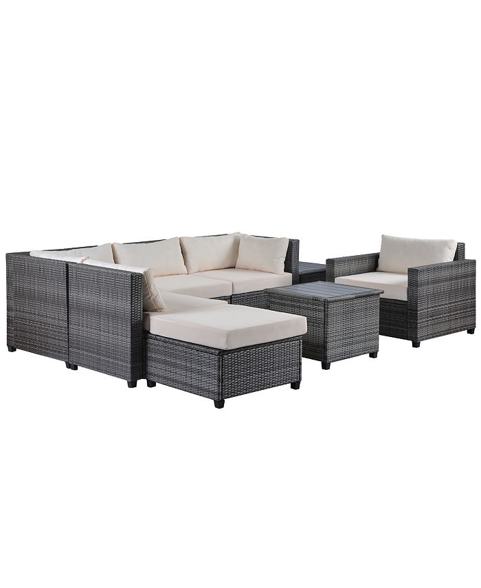 Simplie Fun 8 Piece Rattan Sectional Seating Group With Cushions, Patio Furniture Sets, Outdoor