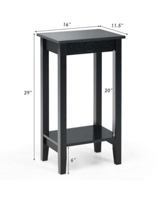 2-Tier Nightstand End Side Table Coffee Table Wooden Legs Bedroom