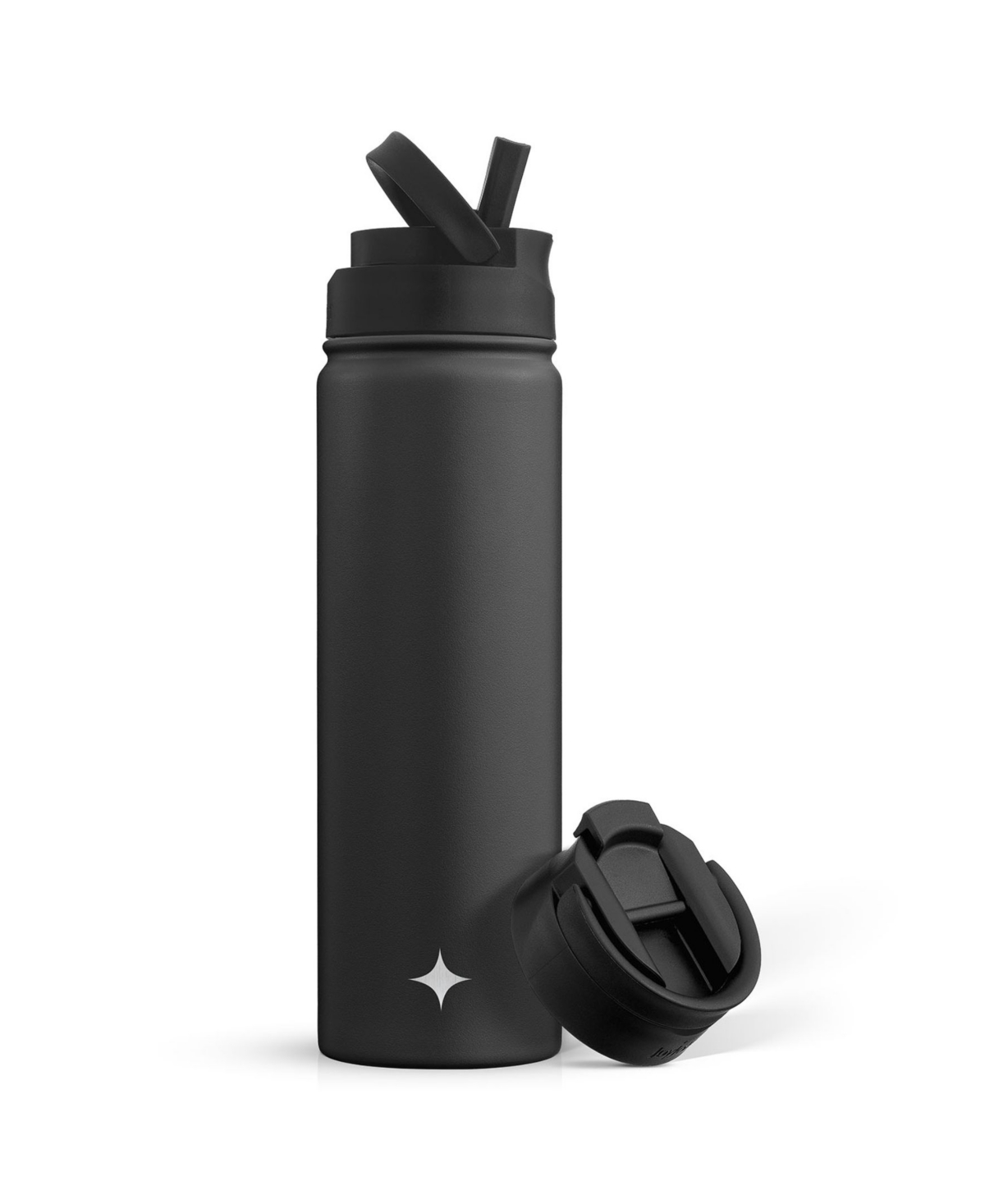Joyjolt Water Bottle With Flip Lid, Sport Straw Lid, 22 oz In Black